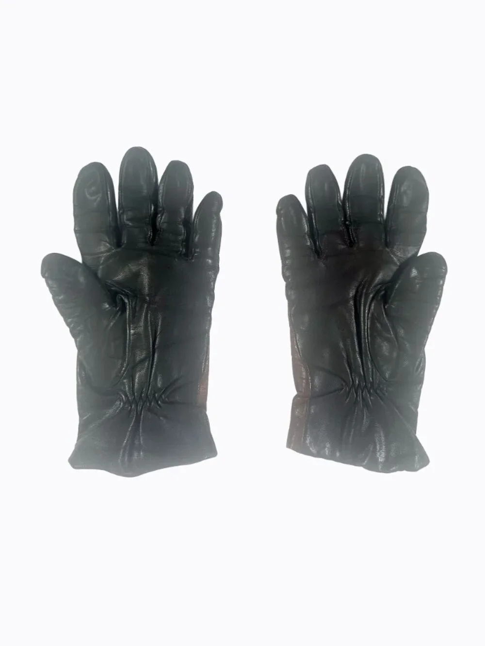 Vintage Two Tone Leather Gloves Black Burgundy Maroon Dark Academia Quiet Luxury